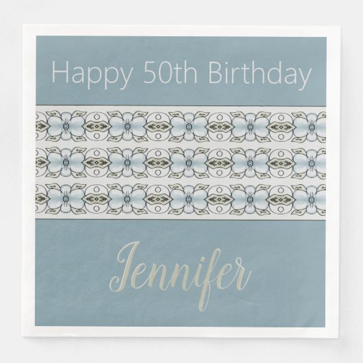 Blauw grijs en groen servet (Voorkant)