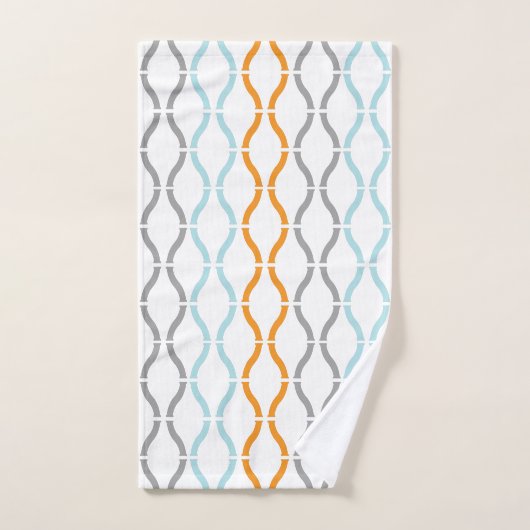 Blauw, grijs en oranje funky streepjespatroon bad handdoek (Handdoek)