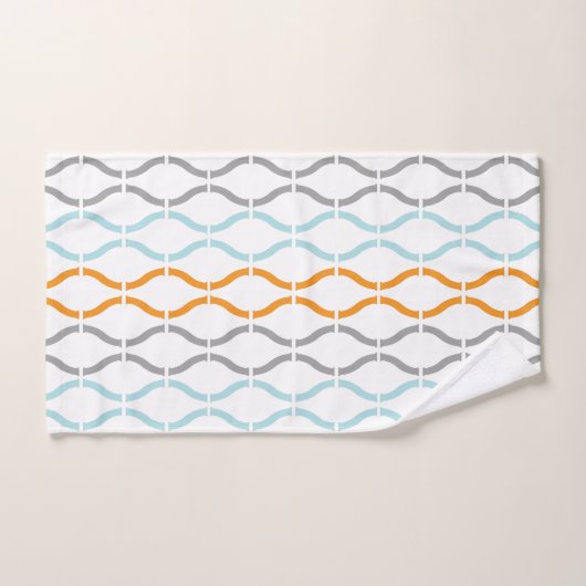 Blauw, grijs en oranje funky streepjespatroon bad handdoek (Handdoek)