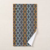 Blauw, grijs en oranje funky strepenpatroon bad t handdoek (Handdoek)