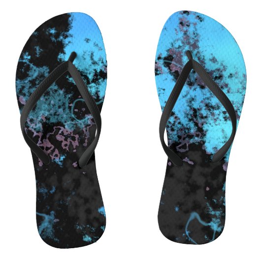 Blauw, grijs en paars marmer abstract teenslippers (Voetbed)
