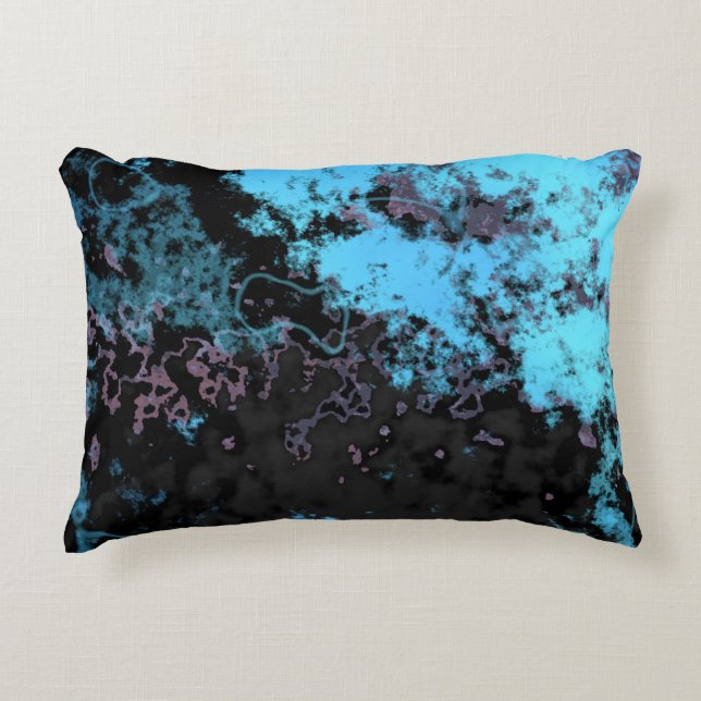 Blauw, Grijs en Paarse Marmer Abstract Accent Kussen (Voorkant)