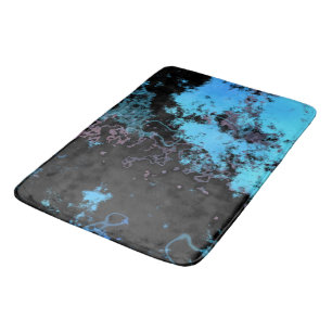 Blauw, Grijs en Paarse Marmer Abstract Badmat