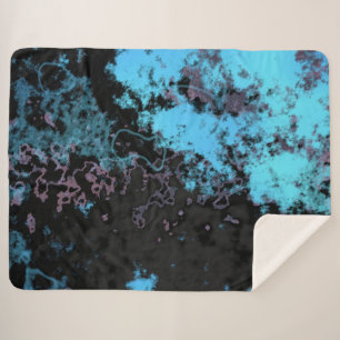 Blauw, Grijs en Paarse Marmer Abstract Sherpa Deken