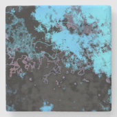 Blauw, Grijs en Paarse Marmer Abstract Stenen Onderzetter (Voorkant)