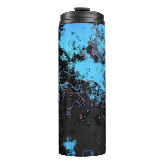 Blauw, Grijs en Paarse Marmer Abstract Thermosbeker (Voorkant)