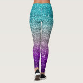 Blauw, grijs en paarse verloop glitters leggings (Achterkant)
