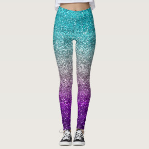 Blauw, grijs en paarse verloop glitters leggings