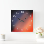 Blauw, grijs en rood verloop. Ombre. Square Wall C Vierkante Klok (Huis)