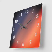 Blauw, grijs en rood verloop. Ombre. Square Wall C Vierkante Klok (Hoek)