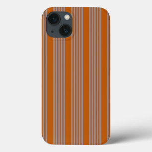 Blauw-grijs en verbrand oranje vijf stripe patrone Case-Mate iPhone case
