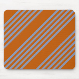 Blauw-grijs en verbrand oranje vijf stripe patrone muismat