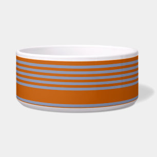 Blauw-grijs en verbrand oranje vijf stripe patrone voerbakje