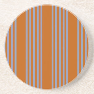 Blauw-grijs en verbrand oranje vijf stripe patrone zandsteen onderzetter
