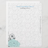 Blauw grijs en wit bloemontwerp briefhoofd ontwerp (Voorkant / Achterkant)