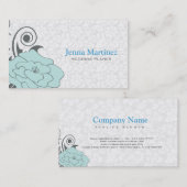 Blauw grijs en wit bloemontwerp visitekaartje (Voorkant / Achterkant)