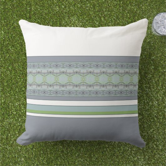 Blauw grijs en wit buitenkussen (Gras)