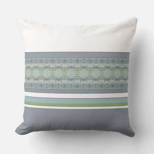 Blauw grijs en wit buitenkussen (Voorkant)