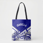 Blauw, grijs en wit cheerleader ontwerp tote bag (Voorkant)