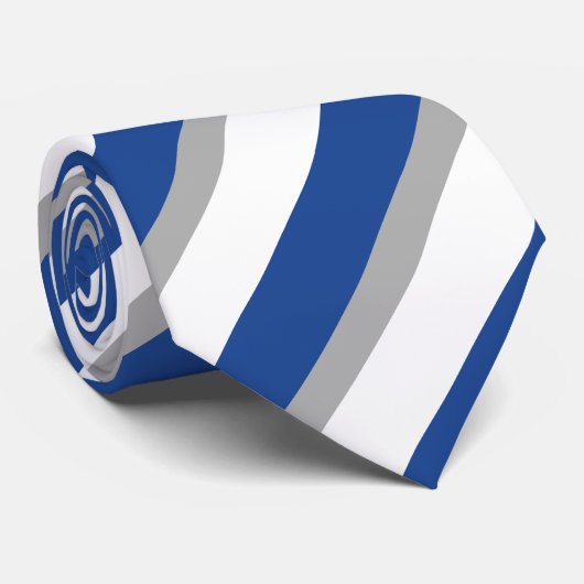 Blauw grijs en wit diagonaal gestreept Stropdas (Opgerold)