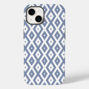 Blauw grijs en wit diamantpatroon Case-Mate iPhone 14 hoesje