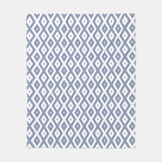 Blauw grijs en wit diamantpatroon fleece deken (Voorkant)