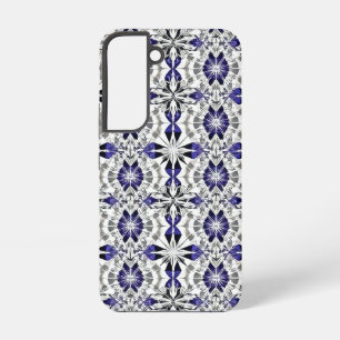 Blauw, Grijs en Wit Diamantpatroon Mobiel Samsung Galaxy Hoesje
