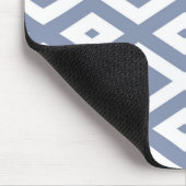 Blauw grijs en wit diamantpatroon muismat (Hoek)