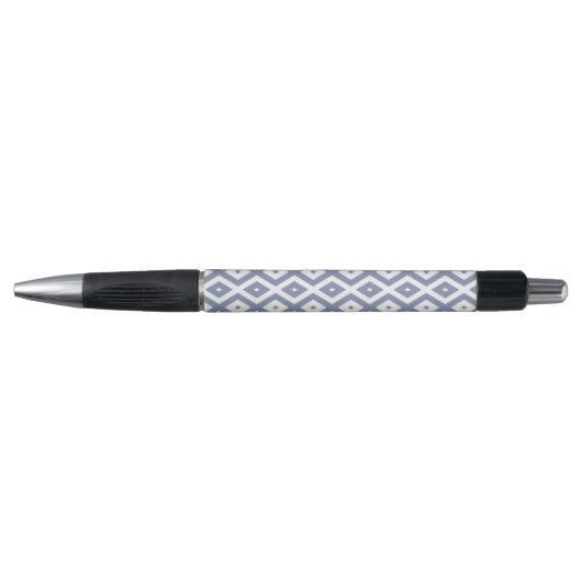 Blauw grijs en wit diamantpatroon pen (Voorkant)