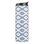 Blauw grijs en wit diamantpatroon thermosbeker (Gedraaid links)