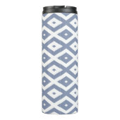 Blauw grijs en wit diamantpatroon thermosbeker (Achterkant)