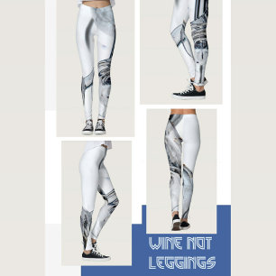 Blauw Grijs en Wit Draaiend Abstract Leggings