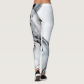 Blauw Grijs en Wit Draaiend Abstract Leggings (Achterkant)