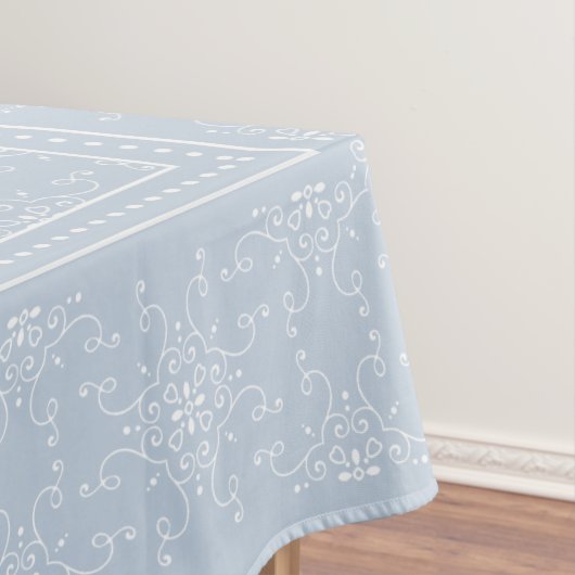 Blauw grijs en wit elegant Damasstijlpatroon Tafelkleed (Voorbeeld)