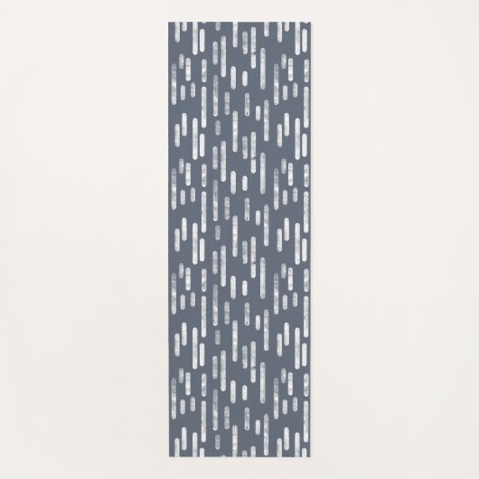 Blauw Grijs en Wit Inky Roundlines Patroon Yogamat (Voorkant)