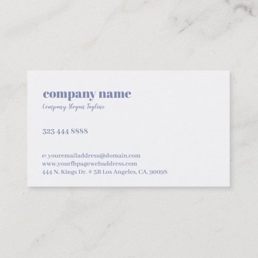 Blauw grijs en wit minimalistisch ontwerp visitekaartje (Achterkant)