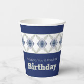 Blauw grijs en wit papieren bekers (Achterkant)