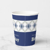 Blauw grijs en wit papieren bekers (Rechts)