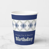 Blauw grijs en wit papieren bekers (Voorkant)