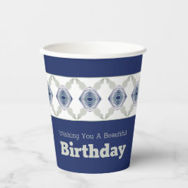 Blauw grijs en wit papieren bekers