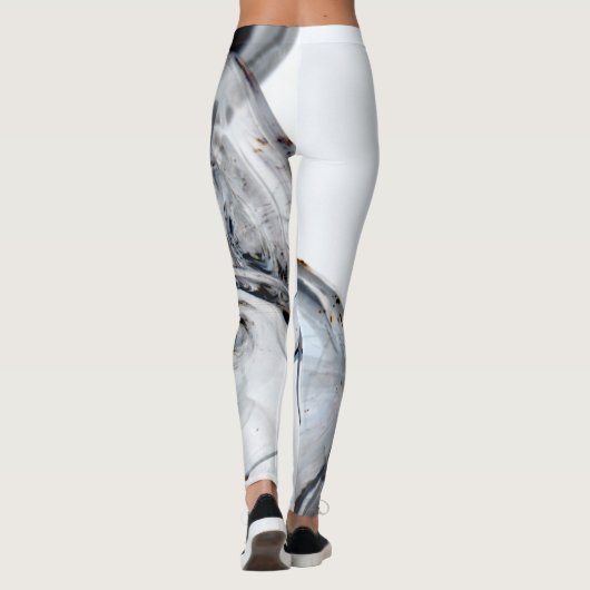 Blauw grijs en wit ronddraaien Abstract Leggings (Achterkant)
