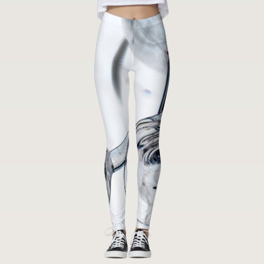 Blauw grijs en wit ronddraaien Abstract Leggings (Voorkant)