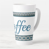 Blauw grijs en wit stijlvol latte mok (Rechterhoek)