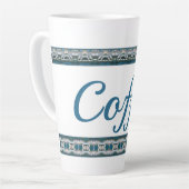 Blauw grijs en wit stijlvol latte mok (Linkerhoek)