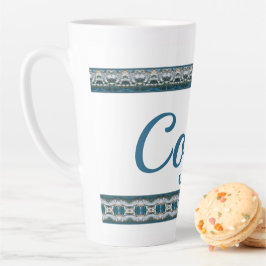 Blauw grijs en wit stijlvol latte mok