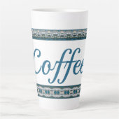 Blauw grijs en wit stijlvol latte mok (Voorkant)