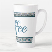 Blauw grijs en wit stijlvol latte mok (Rechts)