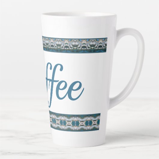 Blauw grijs en wit stijlvol latte mok (Rechts)