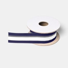 Blauw Grijs en Wit striplint Satijnen Lint