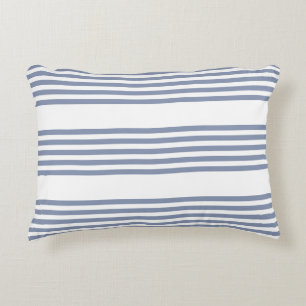Blauw-grijs en wit vijf streepjespatroon accent kussen